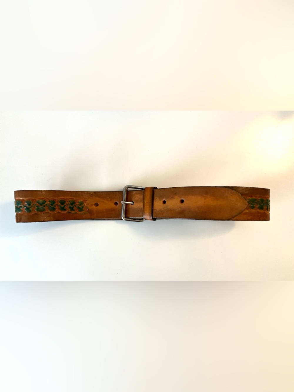 Classic Tan Leather Belt with Silver Buckle